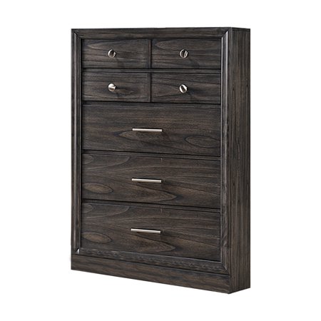 50 Inch 5 Drawer Wooden Chest with Grain Details  Gray