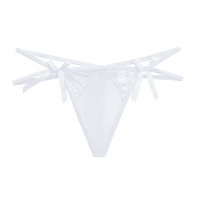 pxiakgy sous-Vêtements pour Femmes Mode String en Maille Transparente Ruban Blanc + m