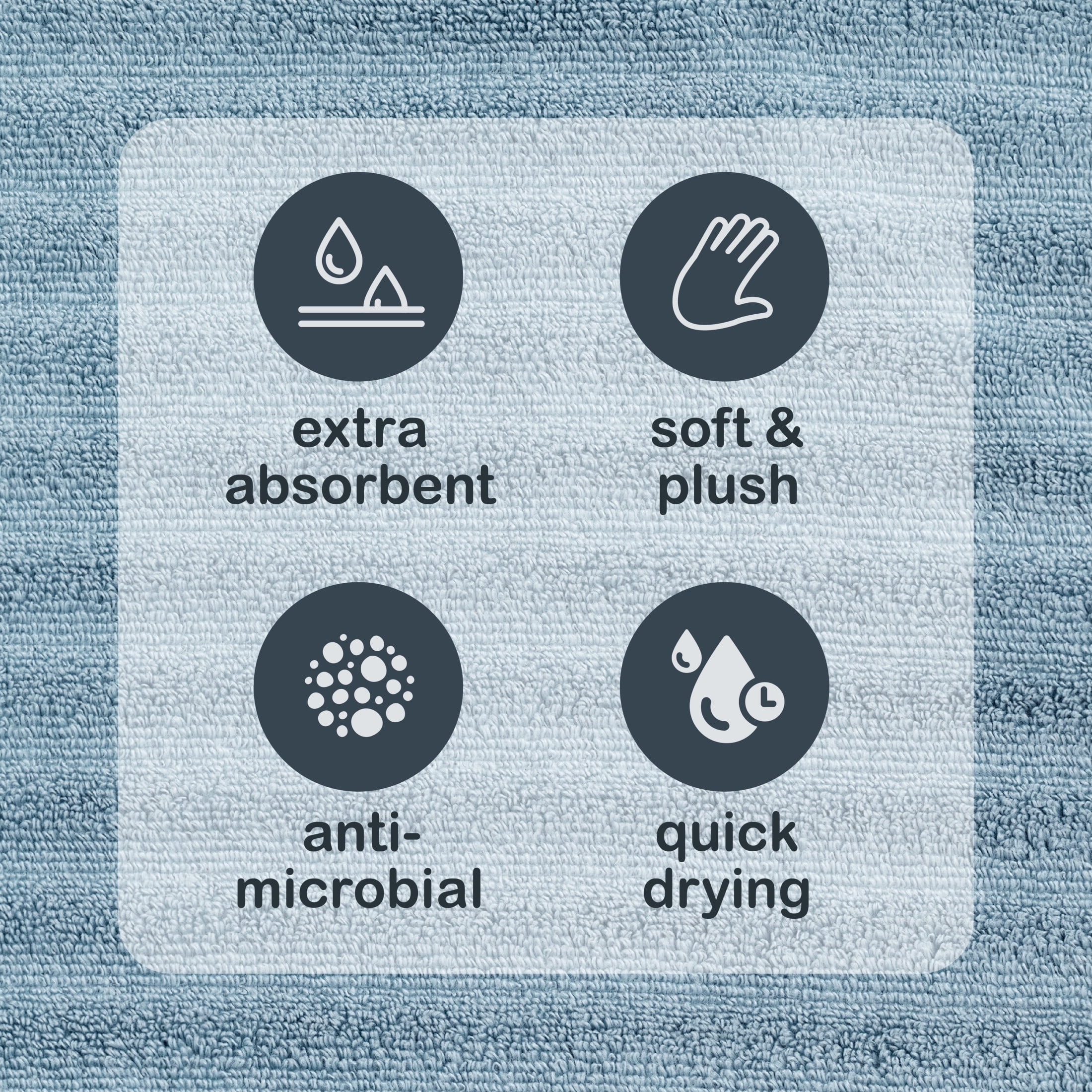 Mainstays Soft & Plush Touch 14 Piece Cotton-Recycled Polyester Bath Towel  Set, Blue 