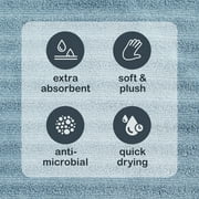Mainstays Performance Washcloth, 12 in x 12 in, 100% Cotton, Quick Dry, Fade Resistant, Blue Linen, 1 Count