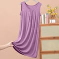 thumbnail image 2 of Idoravan Sleep Shirts for Women Plus Clearance Womens Sleeveless Skirt Summer Thin Loose Dress Casual Solid Color Home Nightgown, 2 of 6