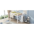 thumbnail image 5 of Full Size Loft Bed with Built-in Storage Wardrobe and Staircase, Space-Saving Furniture for Teens and Adults, Sturdy White Frame Design for Bedroom or Dorm Organization, 5 of 9