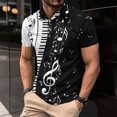 thumbnail image 2 of Camisas de Manga Larga para Hombres Impresos Girar Hacia Abajo Botones de Cuello Lateral Dividido, Casual Blusa de Manga Corta, 2 of 5