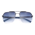 thumbnail image 1 of Mens Luxury Large Rectangle Designer Rimless Metal Rim Mogul Sunglasses Gunmetal Blue - Navy, 1 of 5