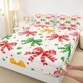 thumbnail image 3 of Manfei Cute Cartoon Bowknot Full Size Sheets,Colorful Bow Tie Bed Sheets,Red Green Beige Sheet Sets For Girl,Breathable Home Decor,4-Piece, 3 of 7