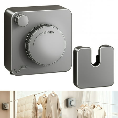 Retractable Clothesline Indoor, Non-Sagging Outdoor Clothesline Retracting Wall Mounted  Clothes Drying Laundry Line -15.1 Feets（Grey）