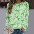 thumbnail image 1 of Économies d'Été Liquidation Hauts Femmes 2023 Blouses Mignonnes T-Shirt Chandail Mode Décontracté Manches Longues Col Rond Imprimé Chandail en Molleton Dames Hauts Blouse, 1 of 4