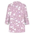 thumbnail image 4 of Camiseta de Solapa de Cuello en V de la Manga Superior de 3/4 de las Mujeres, Uso Diario Cómodo Casual, 4 of 9
