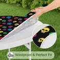 thumbnail image 5 of Black Colorful Skull Pattern Round Fitted Tablecloth with Elastic Edge,Dining Table Cover Waterproof,Outdoor Round Tablecloth for Camping,Dining,Indoor and Outdoor, 5 of 7