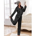 thumbnail image 6 of Ekouaer Women's Classic Button Down Long Satin Silk Pajama Set, 6 of 6