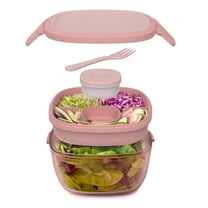 Bentgo Glass All-in-One Glass Salad Container (Tinted Glass) - Blush
