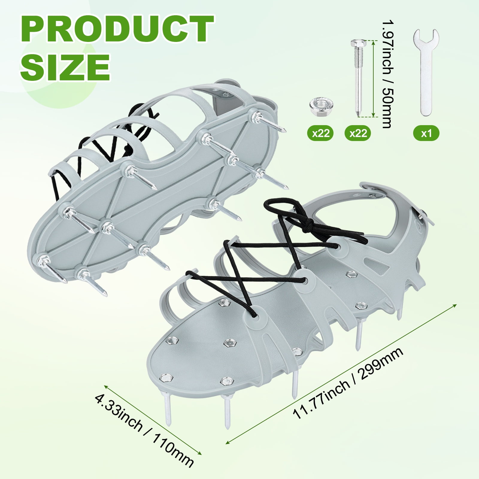 Uxcell 1-Set Lawn Aerator Shoes with Wrap Around Lacing with 22 Nails for Gardens [Black]