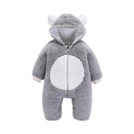 

TUOBARR Newborn Baby Winter Girls Boys Clothes Warm Animal Overall Rompers Jumpsuit Gray (0-12Months)