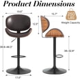 thumbnail image 3 of Adjustable Swivel Bar Stools Set of 3, Modern Bentwood Barstool with Large Metal Base and Footrest, PU Leather Upholstered Bar Chair with Curved Back for Kitchen Island Dining Room, Brown, 3 of 18