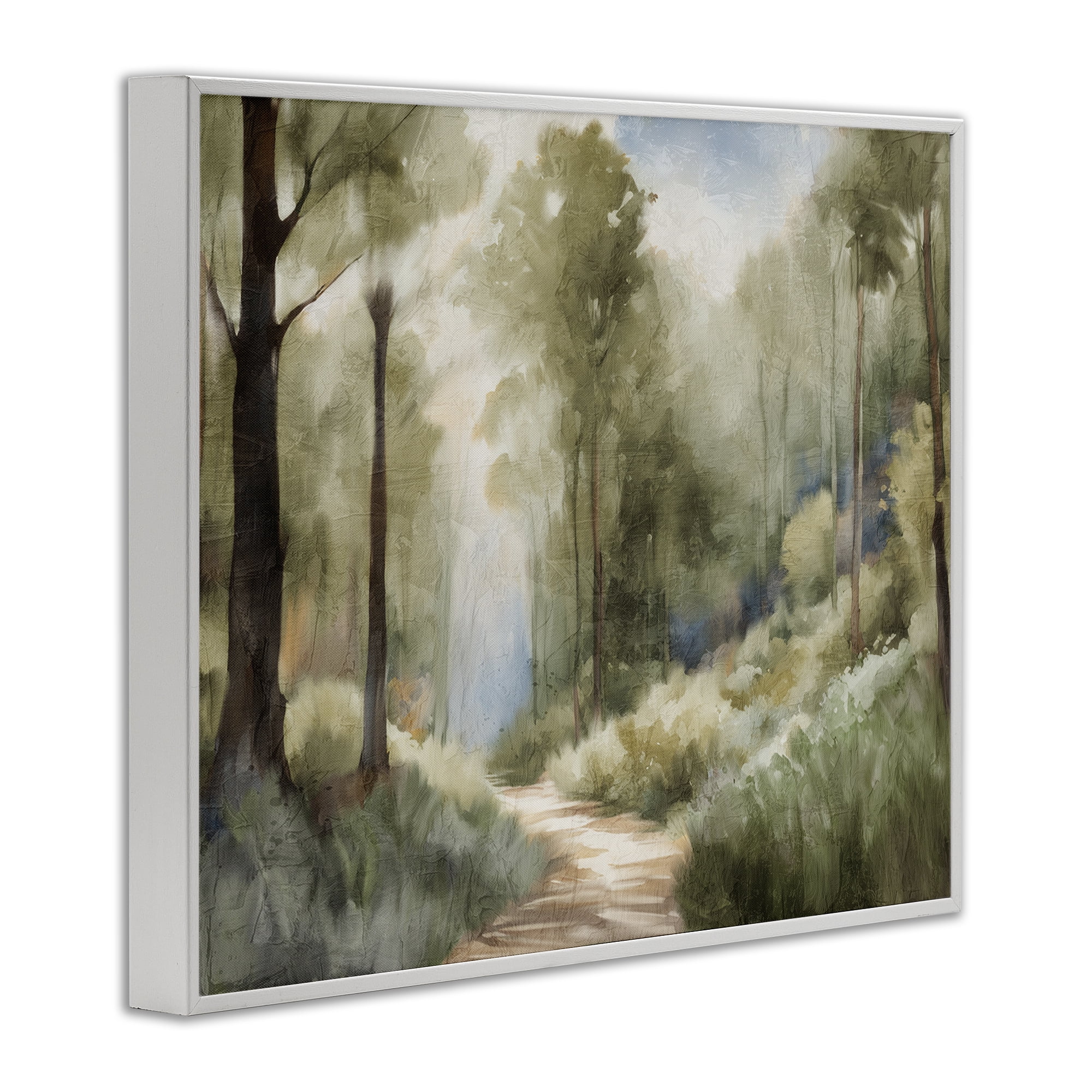 Hazy Atmospheric Walk White Framed Giclee Art, design by Kim Allen