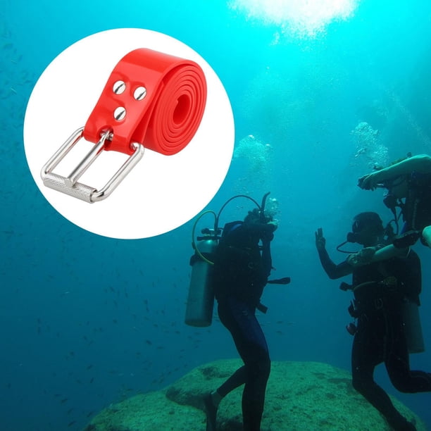Cinturón de buceo recortable de 85 ,3 hebilla de material acero inoxidable Cinturón de cinturo de esnórquel de silicona para buceo , ROJO Soledad Cinturón de peso de buceo