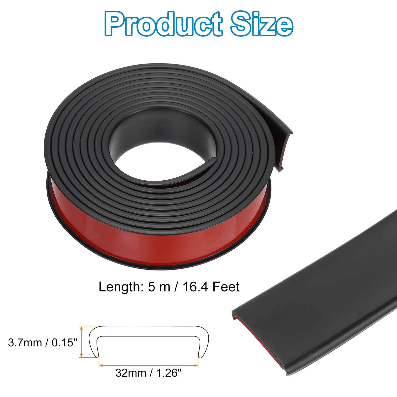 Uxcell TPE U-Shape Edge Banding, 1-1/4 Inch x 16.4ft Self Adhesive Flexible Veneer Edging Trim Edge Protector, Black