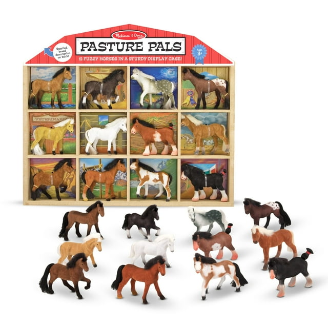 12 caballos coleccionables de Toy Melissa & Doug Pasture Pals con granero