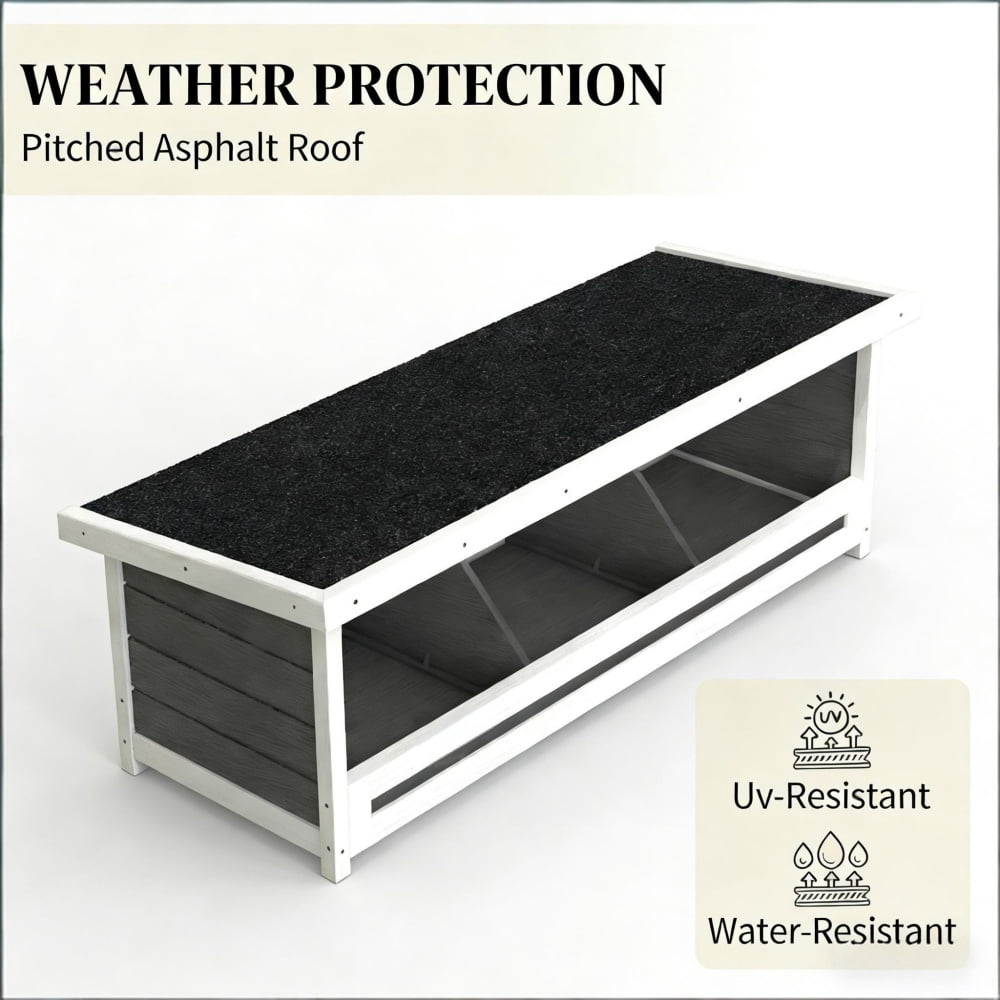 3 Compartment Fir Wood Chicken Nesting Box, Weatherproof Asphalt Roof Poultry Egg Laying House, Open Back Easy Egg Collection Raised Bottom Chicken Nest For Hens