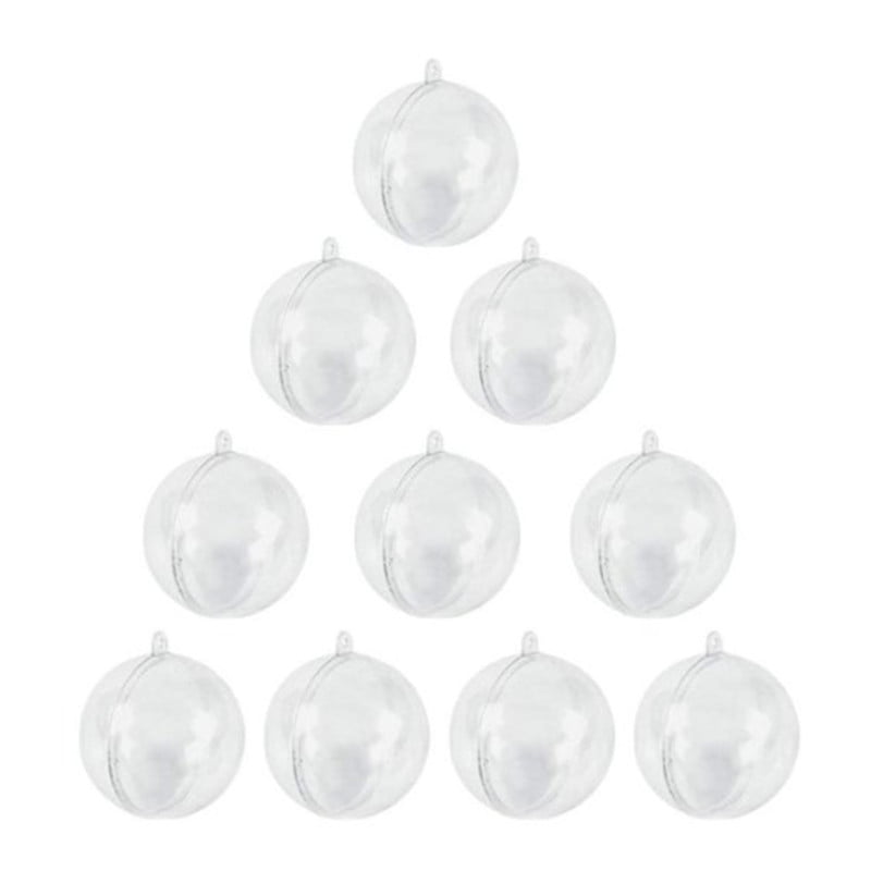10 PCS Clear Plastic Fillable Christmas Ball Ornaments Decorative ...