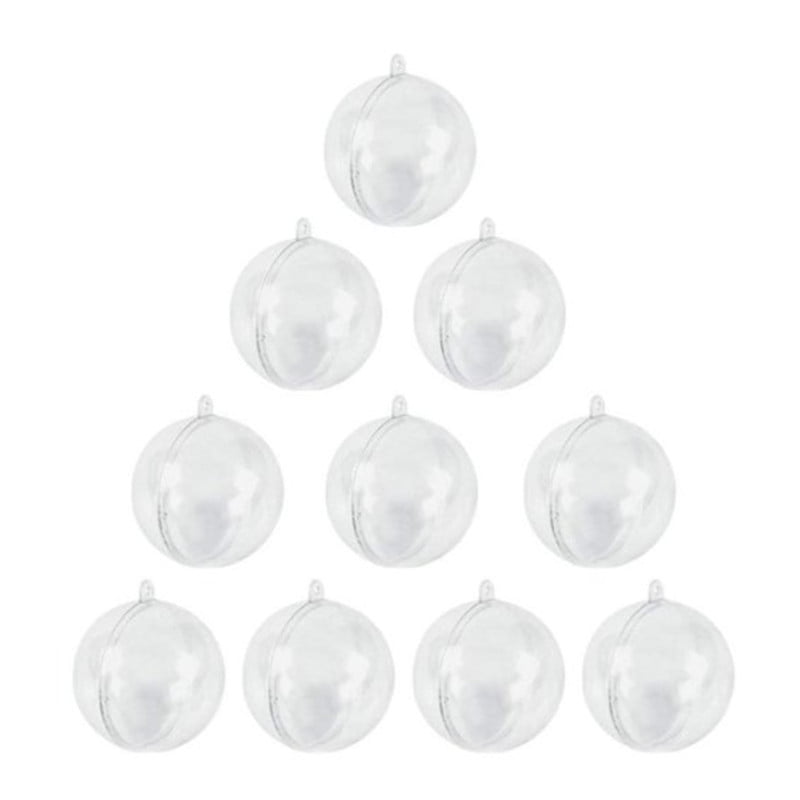 10 PCS Clear Plastic Fillable Christmas Ball Ornaments Decorative
