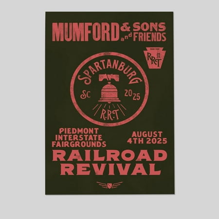 Mumford And Sons 2025 Railroad Revival Tour In Spartanburg SC At Piedmont Fairgrounds On August 2025 Home Decor Poster Size 24''x36'' - Gategoo