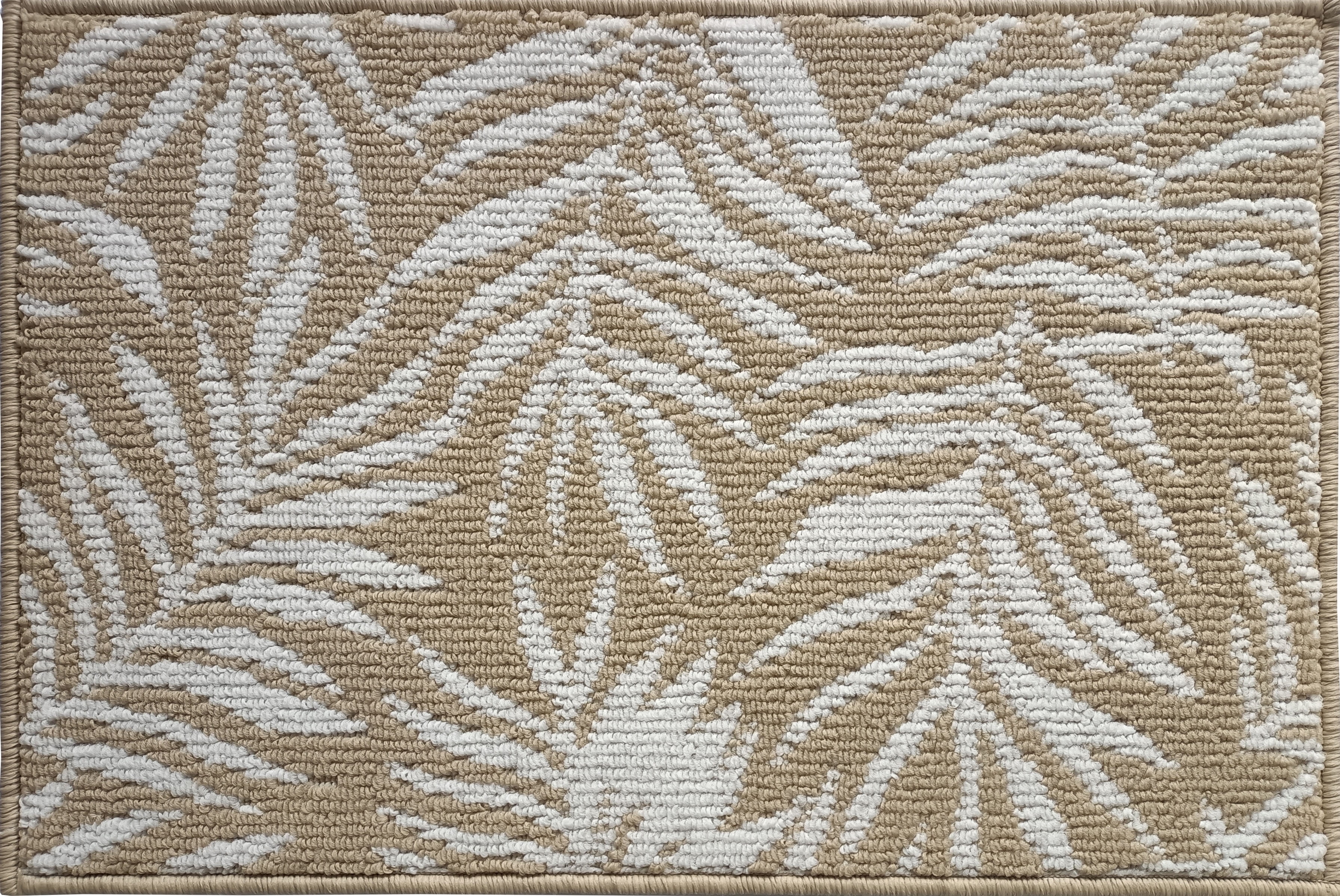Mainstays Jacquard High Low Loop Kitchen mat 18in x 27in Papyrus Beige & Arctic White