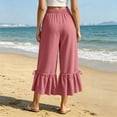 thumbnail image 5 of RFQWOVSR Women's Loose Fit Drawstring Linen Pants with Pockets Wide Leg Casual Summer Trousers XXL, 5 of 5