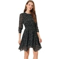 thumbnail image 1 of INSPIRE CHIC Robe Florale pour Femmes Manches Froncées Robes Smockées, 1 of 6
