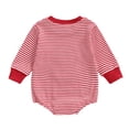 thumbnail image 4 of larppty Baby Boy Girl Christmas Outfit Embroidery Striped Sweatshirt Romper Waffle Knit Long Sleeve Fall Bodysuit Jumpsuit, 4 of 7
