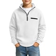 thumbnail image 3 of Sakuulaan Boys Quarter Zip Sweatshirt Mock Neck Textured Knit Casual Long Sleeve Jacket, 3 of 7