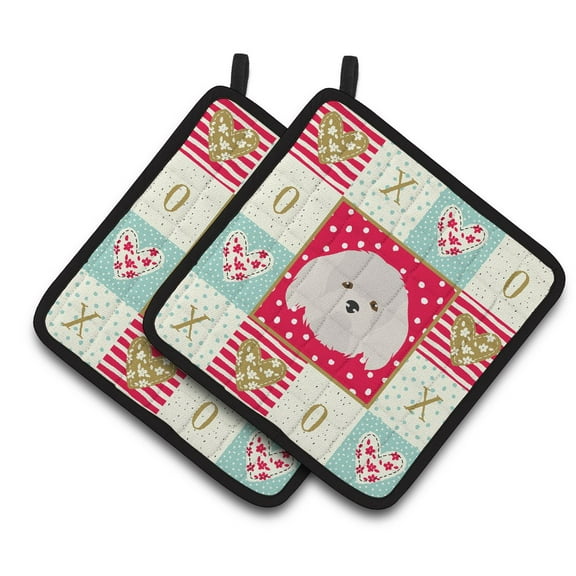 Carolines Treasures CK5192PTHD Coton de Tulear Love Pair of Pot Holders, 7.5HX7.5W, multicolor