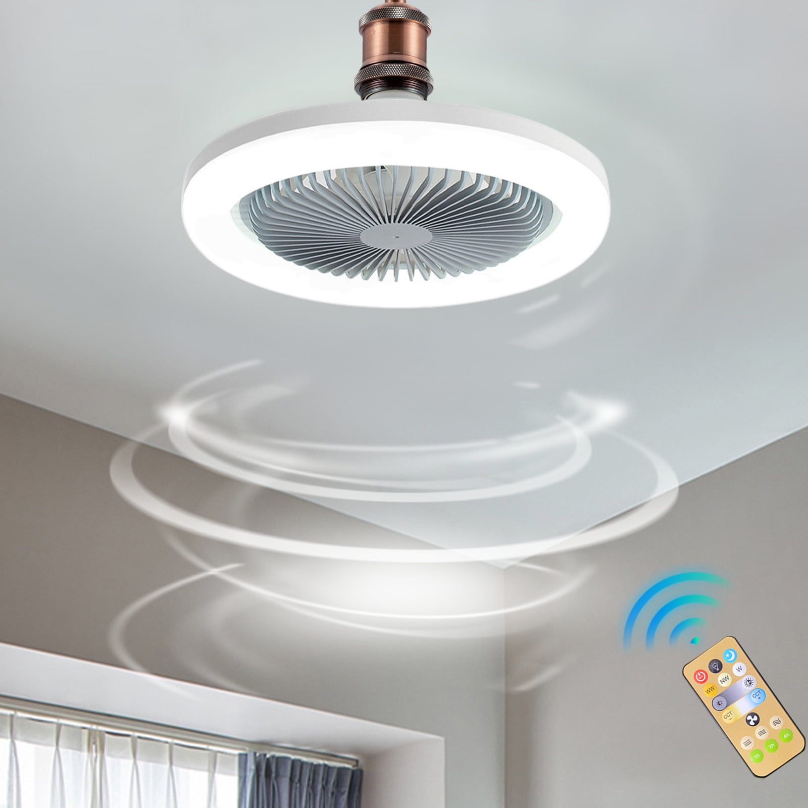 Frostluinai Fan Portable Mini Clearance! Ceiling Fan With Lights,Enclosed Low Profile Fan Light