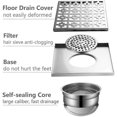 thumbnail image 5 of Desagüe de piso para exteriores, desagüe de piso y desagüe de ducha, sifón con tapón de fragancia y colador para el cabello, plateado, 1 pieza, 15 × 15 cm, 5 of 5