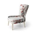 thumbnail image 3 of Designart "Red and Grey Bamboo of Japan I" Red Floral Upholstered Accent Chair - Traditional Arm Chair For Bedroom, 3 of 5