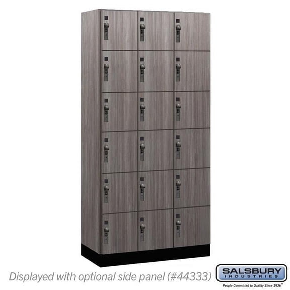 Salsbury Industries 46368SW 12 in. Wide Premier Wood Locker - Six Tier Box Style - 3 Wide - 6 ft. High - 18 in. Deep - Skyline Walnut - Hasp