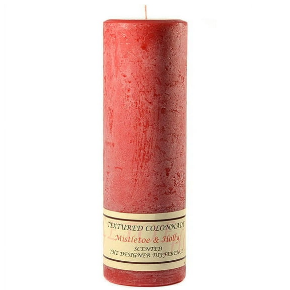 1 Pc Textured 3x9 Mistletoe and Holly Pillar Candles 3 in. diameterx9.25 in. tall