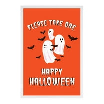 Koyal Wholesale Happy Halloween Candy Sign, Bats and Ghosts Halloween Signs 12 x 18 Inch Frame Included