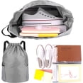 thumbnail image 5 of Mistayd Drawstring Gym Bag. Gym Sack. Drawstring Backpack. Unisex PE Bags Drawstring with Outside Zipper. Sport Gym Sack Bring Two Side Pockets. Large Drawstring Bag, 5 of 5