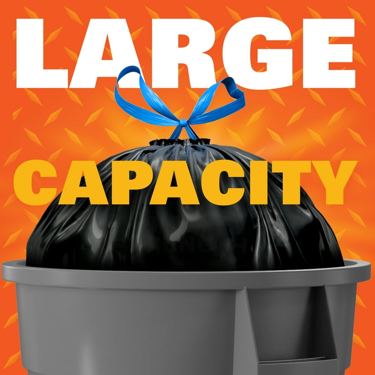 Hefty Strong Trash Bags, Drawstring, Multipurpose, Large, 30 Gallon, Mega Pack - 40 count