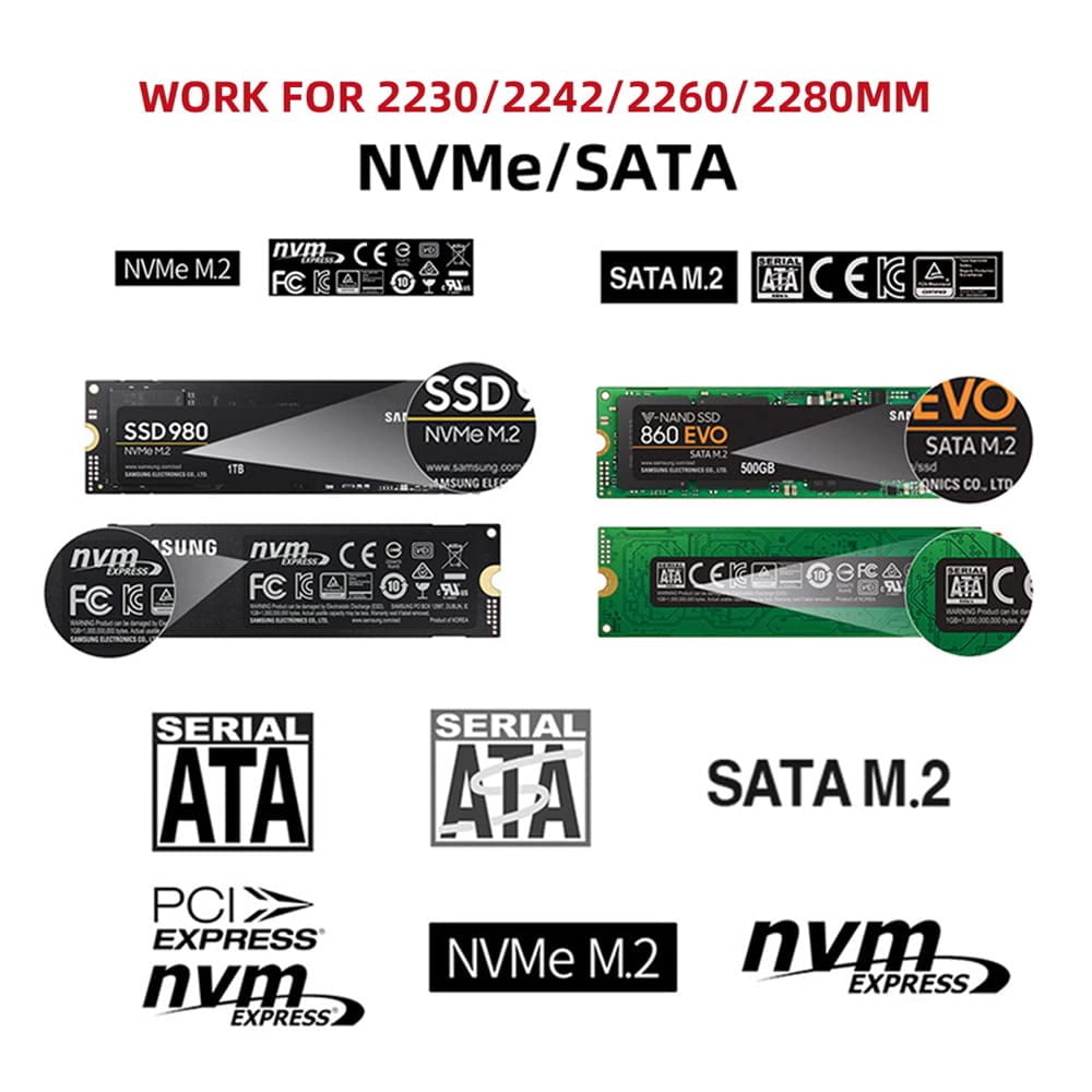 JSER USB 3.0 USB-C Type-C to NVME M-key M.2 NGFF SATA SSD External PCBA Case Enclosure RTL9210B Chipset