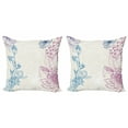 thumbnail image 1 of Ambesonne Floral Throw Pillow Cover 2 Pack, Flower Field Spring Art, 24", Teal Lilac Dried Rose, 1 of 2