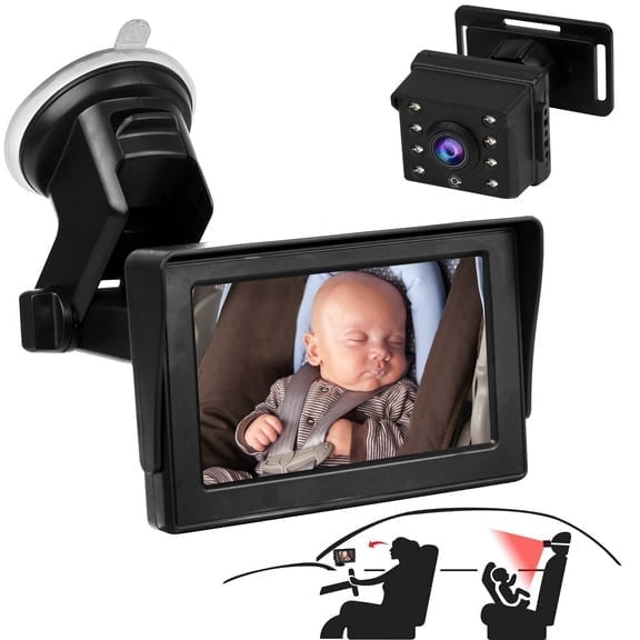 56 STORE Baby Car Back Seat Camera, 4.3" HD 1080P Monitor Screen Camera Night Vision Infant Mirror
