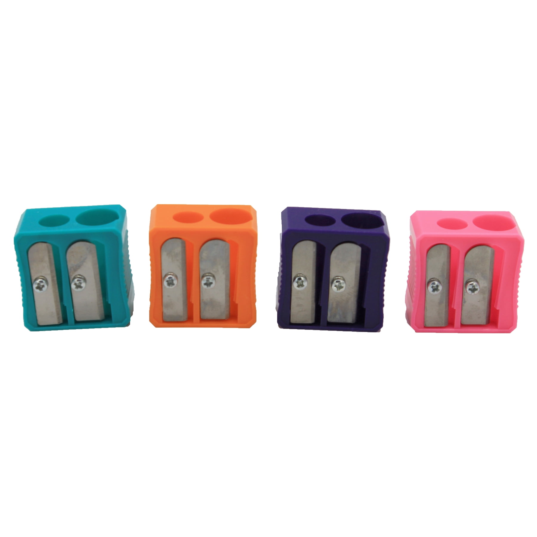 Baumgartens Dual Hole Plastic Pencil Sharpener, Assorted Colors, Pack of 20