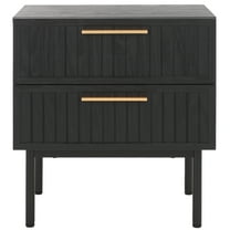 SAFAVIEH Axelle Modern 2 Drawer Nightstand,Black/Gold