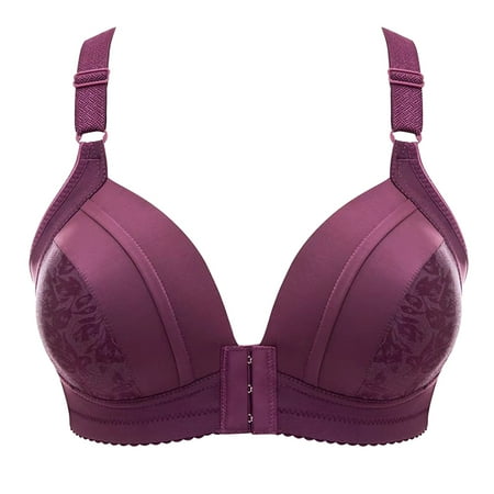 LEEy-World Lingerie for Women Out Bra Plus Hollow Size Yoga Sports Underwear Stretch Women s Bra Purple 36