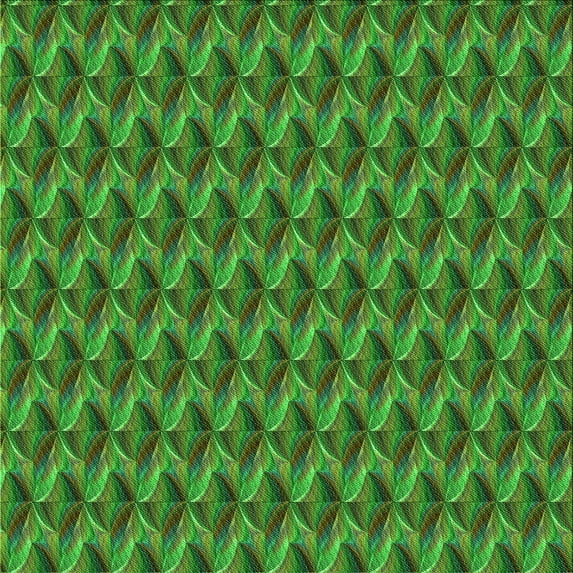 Ahgly Company Indoor Square Patterned LimeGreen Area Rugs, 4' Square