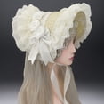 thumbnail image 2 of Slccxzc Sweet Lolita Hat with Tassels and Lace Decor Victorian Hat Self-Tied Headscarf for Tea Party, 2 of 7