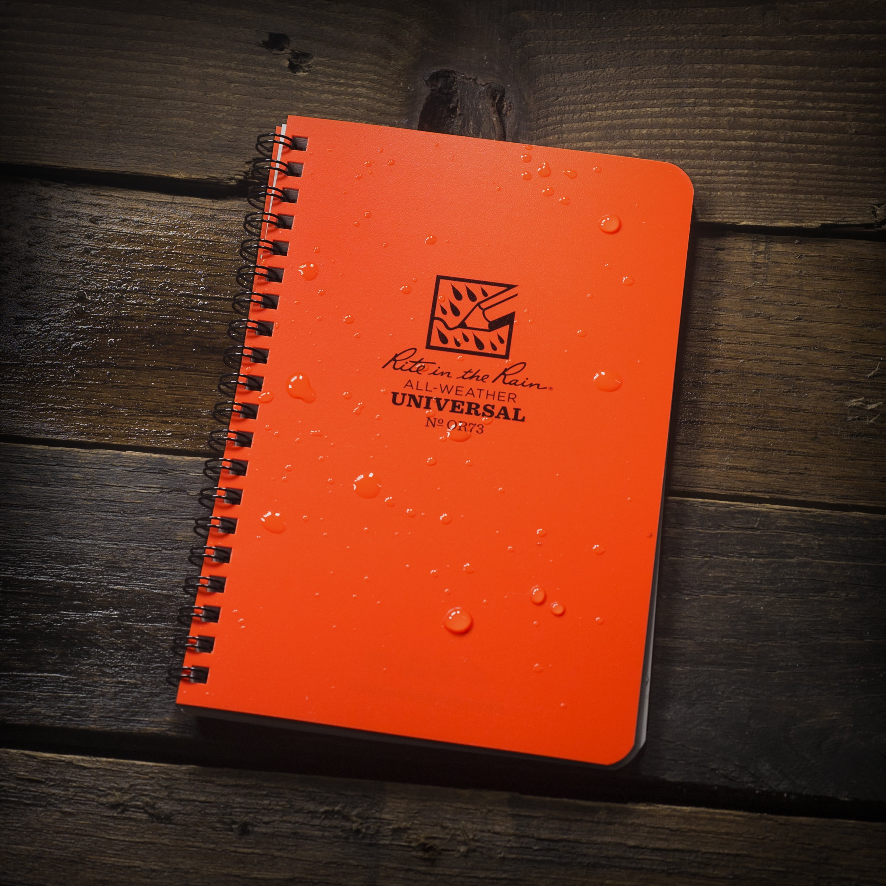 Rite in the Rain Weatherproof Side Spiral Notebook, 4.625" x 7", Orange Cover, Universal Pattern, 3 Pack