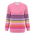 thumbnail image 4 of IUYRTFE Women's Colorful Striped Crew Neck Long Sleeve Sweatshirt – Relaxed Fit Casual Pullover for Fall, Winter, and Daily Wear, 4 of 6